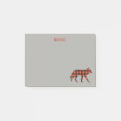 Wolf Buffalo Plaid op grijze achtergrond Post-it® Notes (Voorkant)