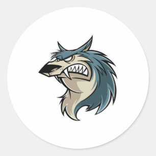 Wolf Cartoon Ronde Sticker