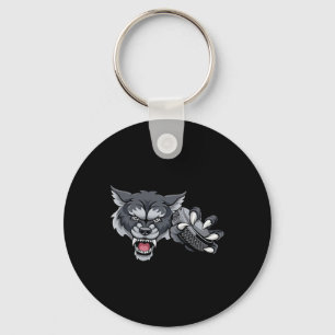 Wolf Cartoon Sport Wolves Team Mascotte Houdt van Sleutelhanger