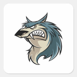 Wolf Cartoon Vierkante Sticker