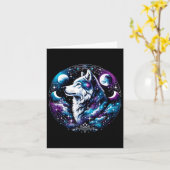 Wolf Celestial Dream Night Howling Moon Funny Wolv Kaart (Gele Bloem)