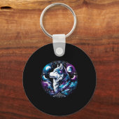 Wolf Celestial Dream Night Howling Moon Funny Wolv Sleutelhanger (Voorkant)