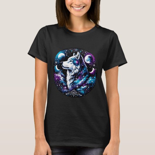 Wolf Celestial Dream Night Howling Moon Funny Wolv T-shirt (Voorkant)