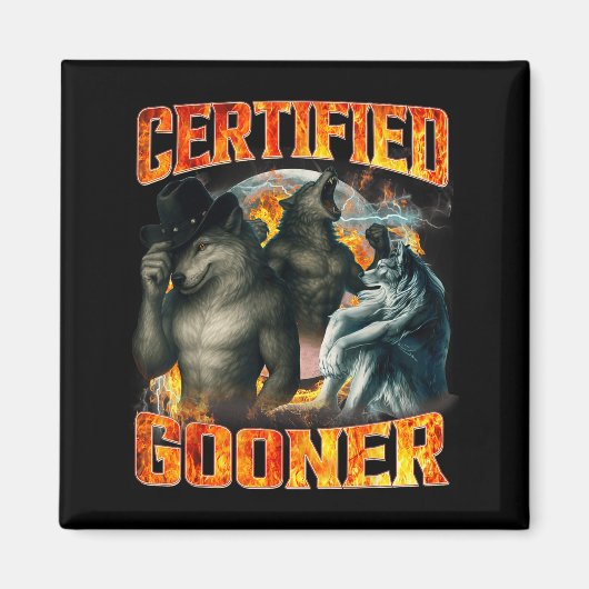 Wolf Certified Gooner Funny Bootleg Meme Dad Papa  Magneet (Voorkant)