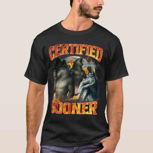 Wolf Certified Gooner Funny Bootleg Meme Dad Papa  T-shirt (Voorkant)
