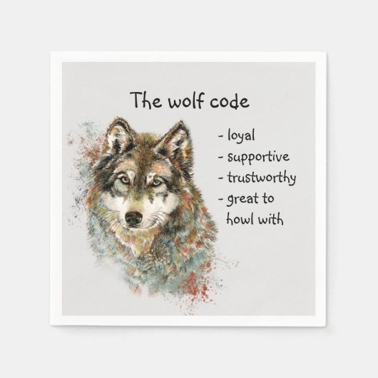 Wolf Code Inspirerend Waterverf Wilde dieren Servet (Voorkant)
