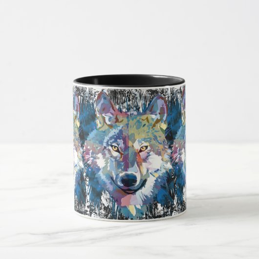 Wolf Coffee Mug - Retro Wolf Polygon (Centre)
