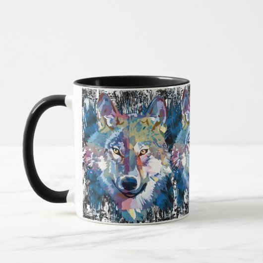 Wolf Coffee Mug - Retro Wolf Polygon (Gauche)