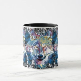 Wolf Coffee Mug - Retro Wolf Polygon Mok