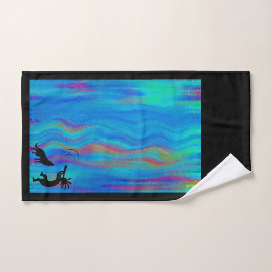 Wolf coloré et Kokopelli (Serviette à main)