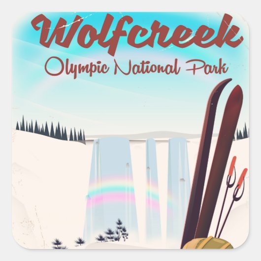 Wolf Creek National Park Travel poster. Vierkante Sticker (Voorkant)