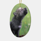Wolf Cub Howling Keramisch Ornament (Links)
