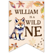 Wolf cub wild een bosrijke verjaardagsfeestbanner vlaggetjes (Eerste vlag)