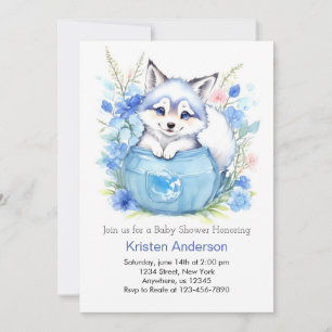 Wolf Custom Boy Baby shower Kaart