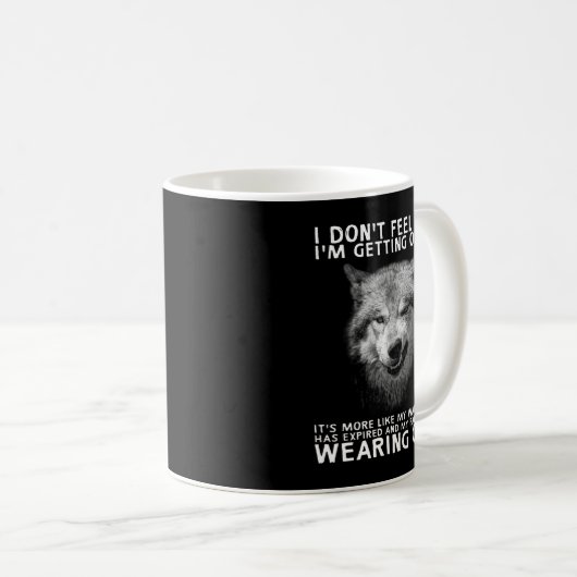 Wolf dat ik niet ouder word koffiemok (Voorkant rechts)