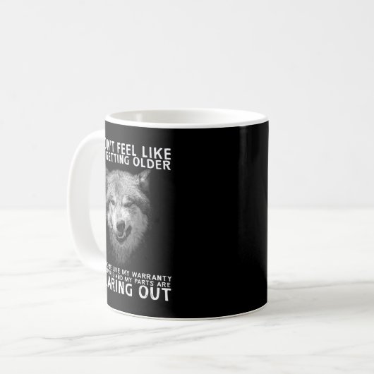 Wolf dat ik niet ouder word koffiemok (Voorkant links)