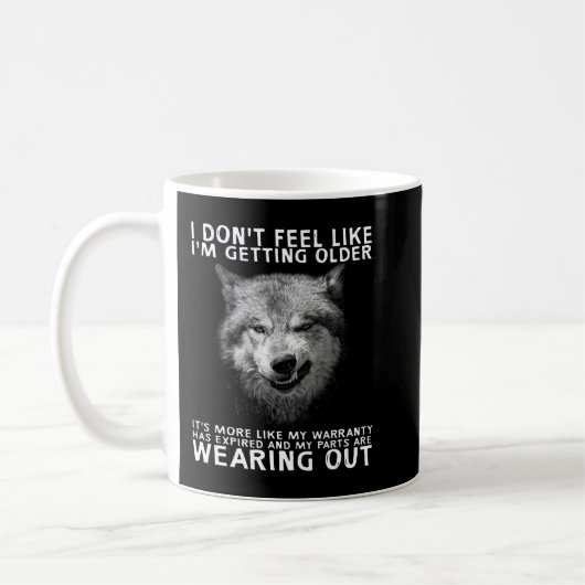 Wolf dat ik niet ouder word koffiemok (Links)