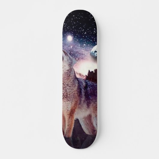 Wolf die door het universum glijdt skateboard (Voorkant)