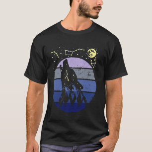 Wolf die naar de maan en sterren huilt t-shirt