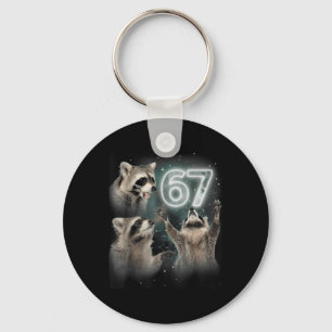 Wolf die naar de maan huilt 67 6 7 Halloween 67 Wo Sleutelhanger