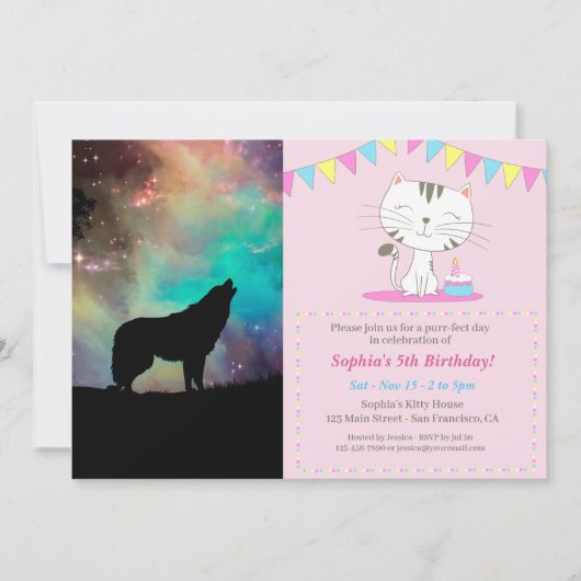 Wolf die naar het universum kijkt kaart (Voorkant)