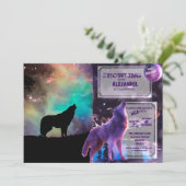 Wolf die naar het universum kijkt kaart (Staand voorkant)