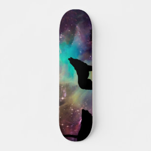 Wolf die naar het universum kijkt skateboard