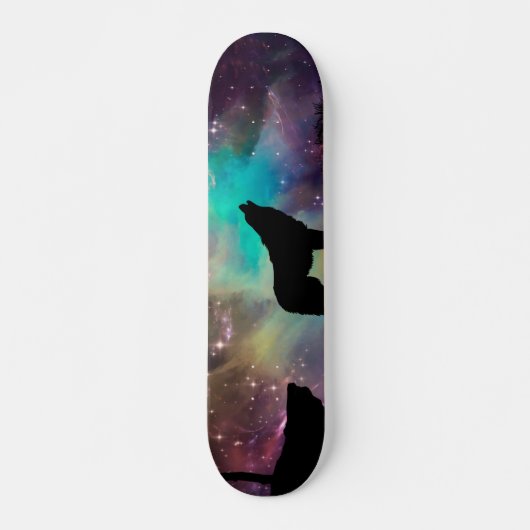 Wolf die naar het universum kijkt skateboard (Voorkant)