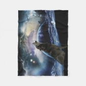 Wolf die op de maan huilt fleece deken (Voorkant)