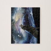 Wolf die op de maan huilt legpuzzel (Verticaal)