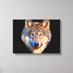 Wolf dierengezicht. Scale grijze wolf Canvas Afdruk