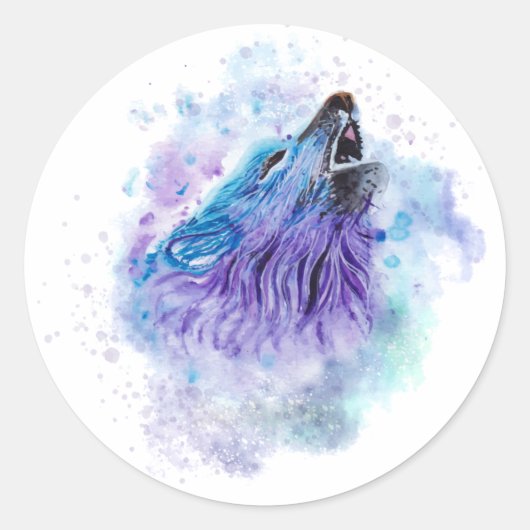 Wolf Dierlijke Kleuren Beste Gift Ronde Sticker (Voorkant)