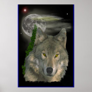 Wolf digitale kunst poster