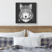 Wolf Dog Motorcycle Rider Canvas Afdruk (Insitu (Slaapkamer))