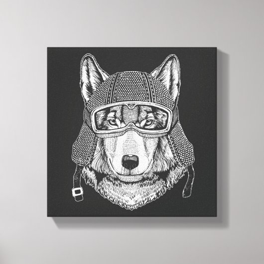 Wolf Dog Motorcycle Rider Canvas Afdruk (Voorkant)