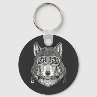 Wolf Dog Motorcycle Rider Sleutelhanger