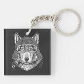 Wolf Dog Motorcycle Rider Sleutelhanger (Achterkant)