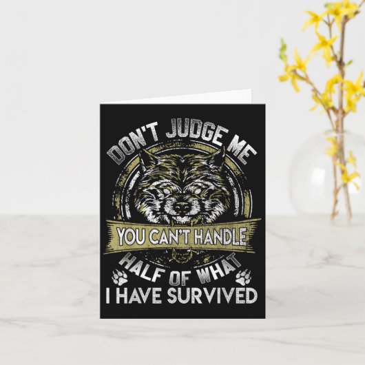 Wolf Dont Judge Me You Cant Handle  Kaart (Gele Bloem)