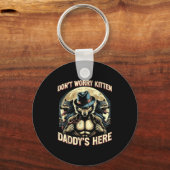 Wolf Dont Worry Kitten Daddys Here Meme Cringe Men Sleutelhanger (Voorkant)