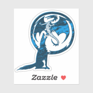 Wolf & Dragon blauw contour sticker