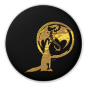 Wolf & Dragon Gold bouton en céramique noire (Devant)