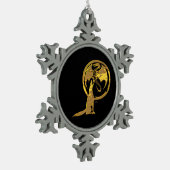 Wolf & Dragon goud zwart pewter sneeuwvlok ornamen Tin Sneeuwvlok Ornament (Links)