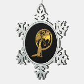Wolf & Dragon goud zwart pewter sneeuwvlok ornamen Tin Sneeuwvlok Ornament (Rechts)