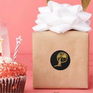 Wolf & Dragon gouden ronde zwarte stickers