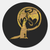 Wolf & Dragon or rond autocollants noirs (Devant)