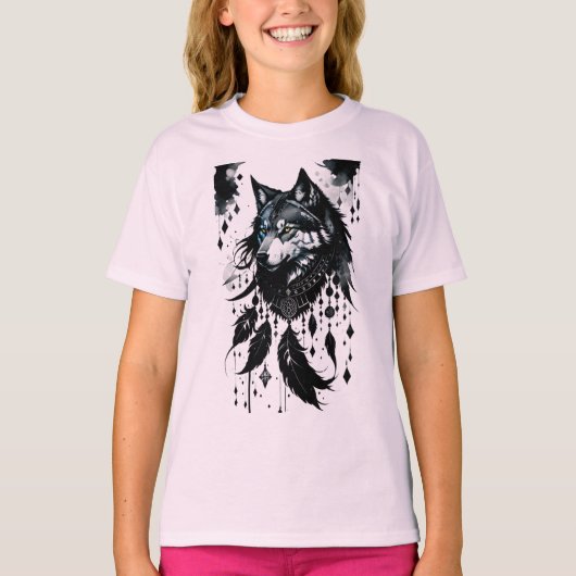 Wolf, Dreamcatcher, Amulet, Talisman T-shirt (Voorkant)