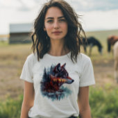 Wolf Dubbele Blootstelling T-shirt