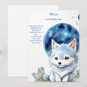 Wolf eerste verjaardag uitnodiging (Voorkant / Achterkant)