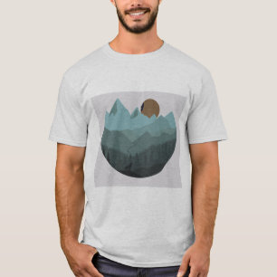 Wolf en Bergen Moderne Kunst T-shirt