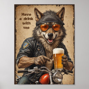 Wolf en bier poster